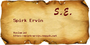 Spirk Ervin névjegykártya